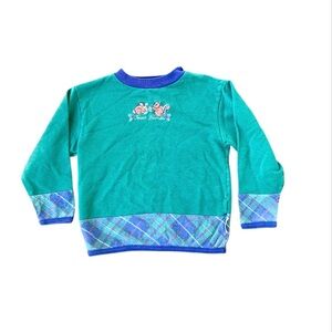 🌵Vintage Healthtex Green Plaid “Forest Friends” Girls Sweater🌵